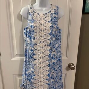 Lilly Pulitzer Blue and White Lace Floral Mini Dress